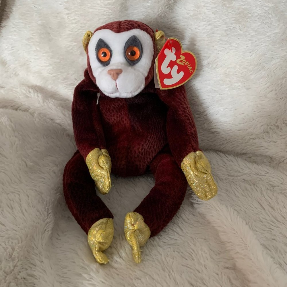 Beanie Baby - Monkey - zodiac collection - tag errors - Mint